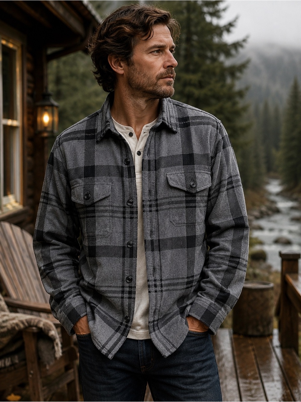 FILSON Deer Island Plaid Button-Up Shirt Jacket Gray Black XXL Outdoors
